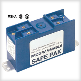 Relé SAFE-PAK® ( Programable NO y NC / Voltaje operación 95-125 VCA / Corriente 0.5A a 20V o 0.05A 200V en CA-CD / Rango 0-250, 25-250 VCA y 0-200 VCD / Temperatura 0 a 60 GC / aprobaciones UL + FM + CSA)