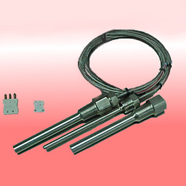 Sensor de Temperatura con medio niple de conexión, Cable de Extensión y Termopozo Roscado Serie RTDNT1R.